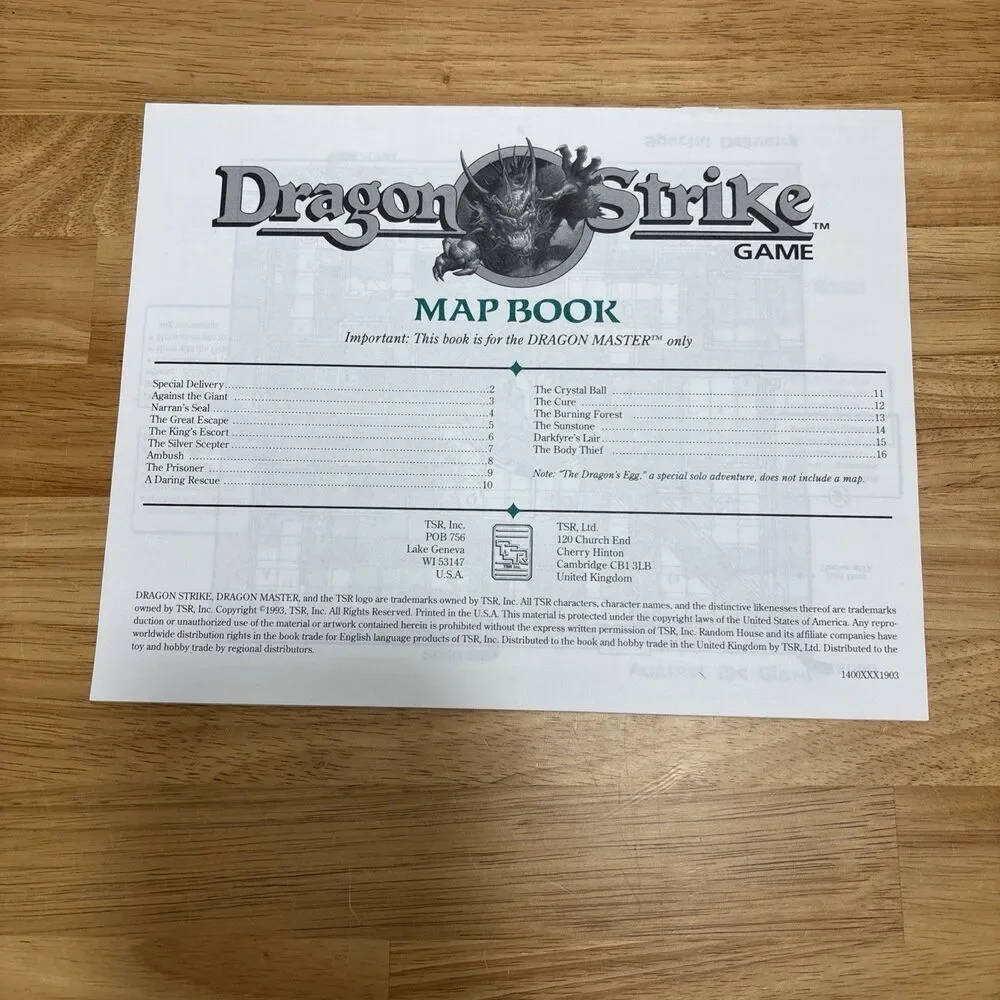 TSR 1400 Dragon Strike Game 1993 VHS tape missing pieces